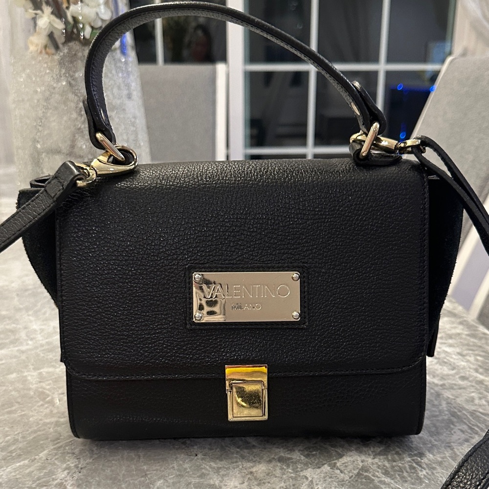 Valentino Black Crossbody Bag with Gold Accents